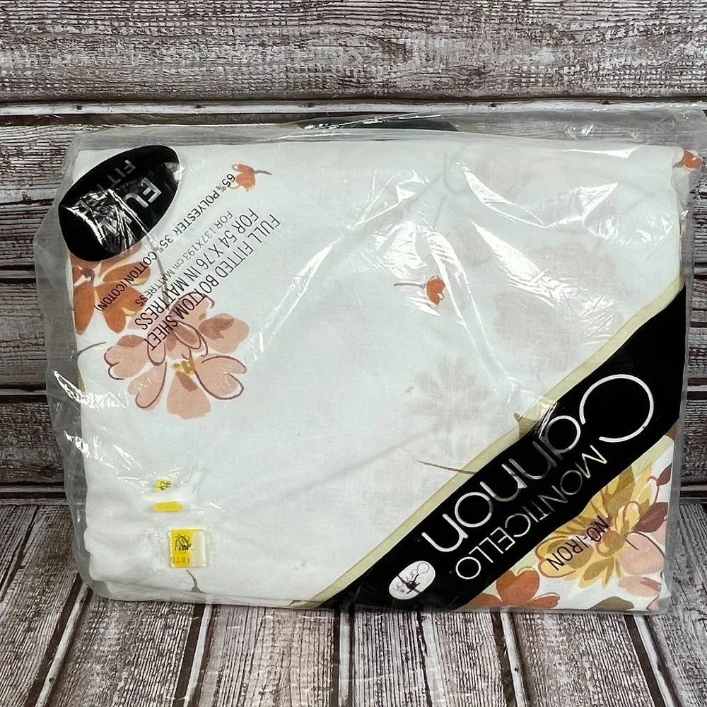 Vtg CANNON MONTICELLO Full Dbl Flat & Fitted Sheet Set Corry Brown Color Way NEW